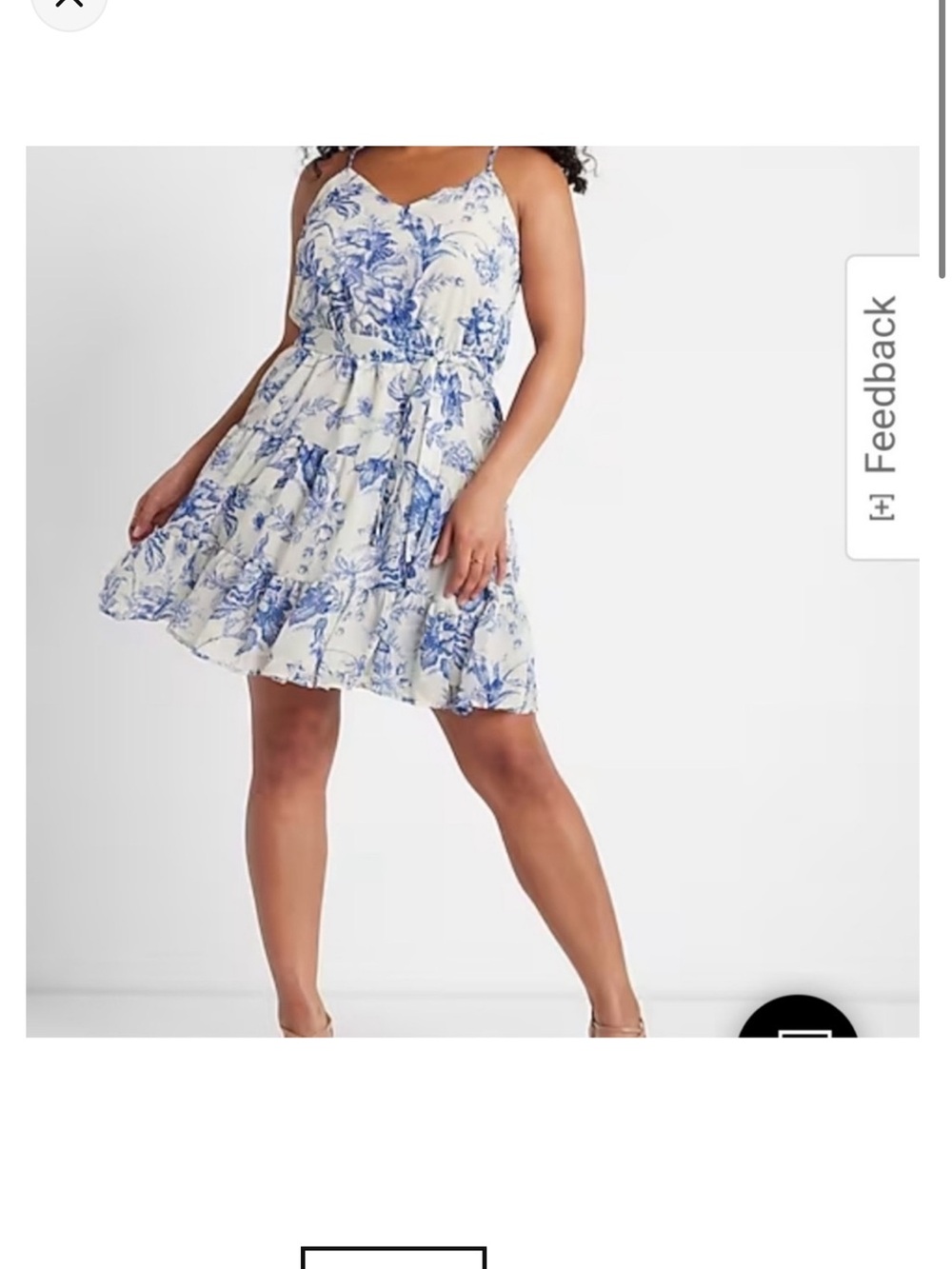 Express Cream & Blue  Floral Tiered Sundress  XL by